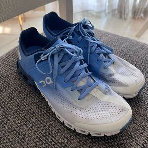 On Cloud Running Blue and White Athletic Shoes
